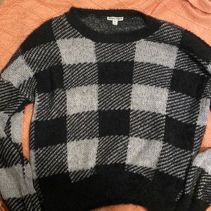 Fuzzy plaid sweater